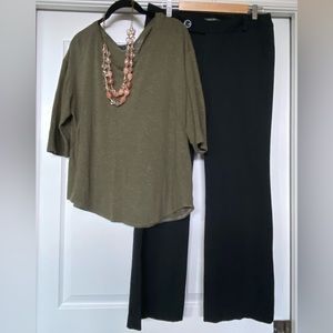Lucky brand Olive green jersey, Large, short sleeves, scoop neck